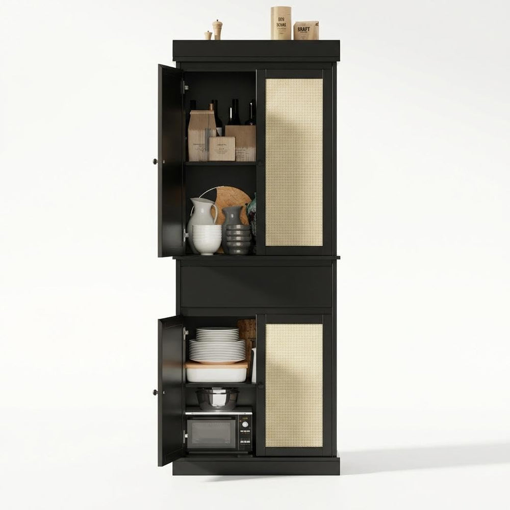 69 Inch Tall Pantry Cabinet , Slim Wood Storage Cupboard with Adjustable Shel...