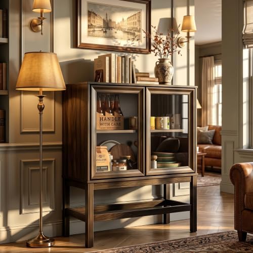 Sideboard Buffet Cabinet with Storage, Small Kitchen Coffee Wine Bar Cabinet ...