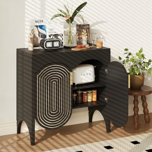 FurSch Fluted Sideboard Cabinet with Storage,Buffet Cabinet with Adjustable S...