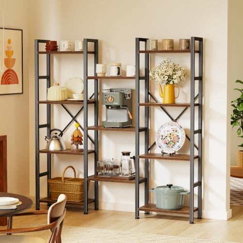 Huuger 4 Tier Bookshelf, 55'' Tall Bookcase, 11 Open Shelves, Rustic ...