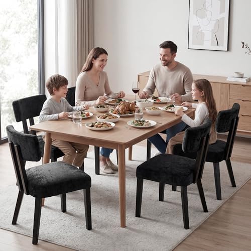 Dining Chairs Set of 6, Silky Velvet Dining Room Chairs, Charcoal Black