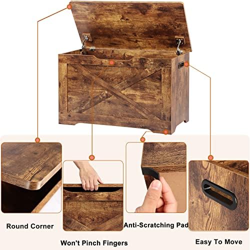 Timberer 31.5" Storage Chest, Wooden Storage Bench, Entryway Shoes Bench...