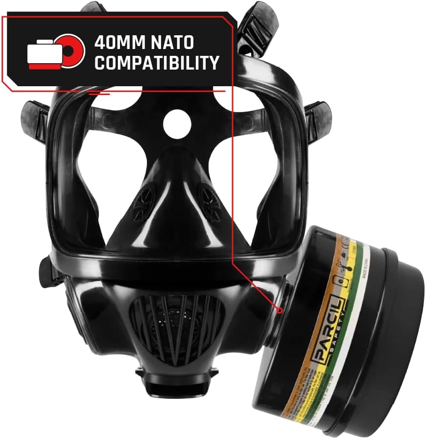 Parcil Distribution Survival & Tactical Full Face Respirator Mask - Impac...