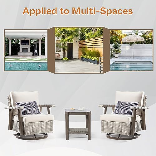 Joyside Outdoor 360° Swivel Rocker Patio Chairs Sets of 2 and Matching Side T...