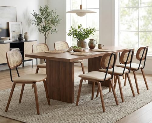 HEAH-YO Modern Dining Chairs Set of 4, Upholstered Faux Leather Dining Room C...