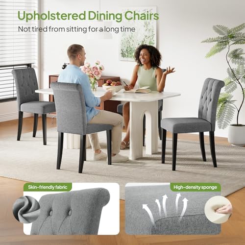 Welzona Upholstered Dining Chairs Set of 4, Button Tufted Parsons Dining Chai...