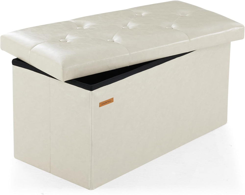 HAUSFRAU - Storage Ottoman Bench, 30 Inches Button Tufted Upholstered Ottoman...