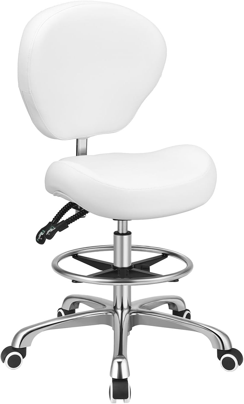 Kaleurrier Adjustable Stools Drafting Chair: with Back Support & Foot Rest