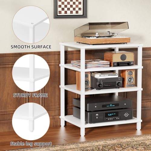 LELELINKY 4-Tier AV Media Player Stand, Stereo Stand, Modern Audio Shelf,Wood...