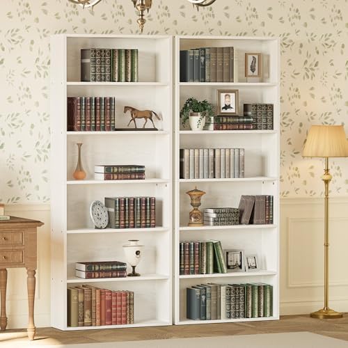 IRONCK Bookshelf and Bookcases 70" Tall, 6 Tiers Display Storage Shelves