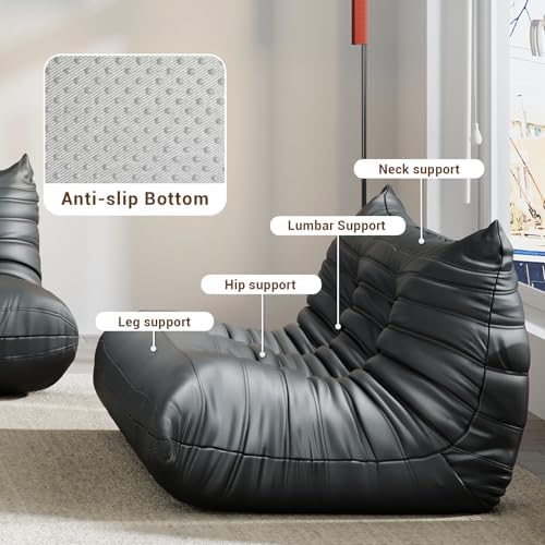 Comfy Lazy Floor Sofa Couch,Soft Armless Chair,Faux Leather Lounge Chair,Corn...