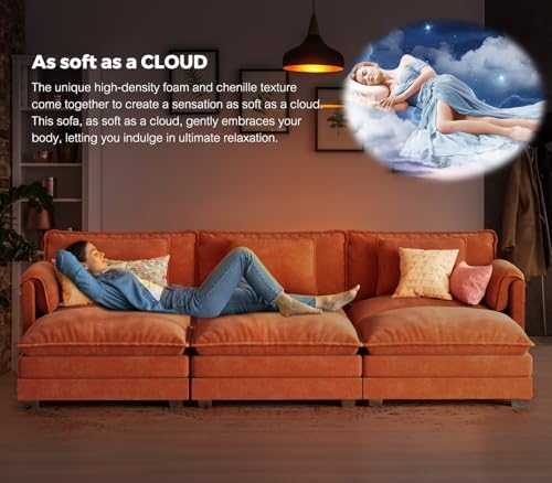 ELUCHANG 153" Oversized Modular Sectional Sofa, Comfy Chenille Cloud Cou...