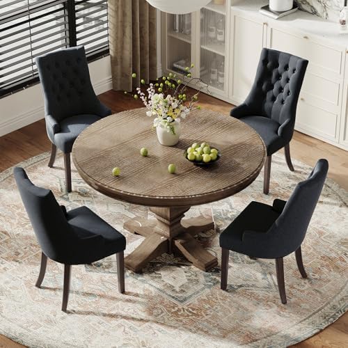 COLAMY Wingback Dining Chairs Set of 4, Black