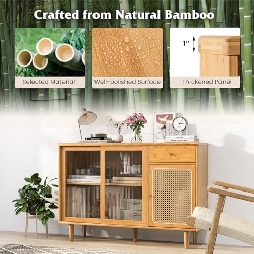 LOKO Modern Buffet Cabinet, Boho Coffee Bar Cabinet