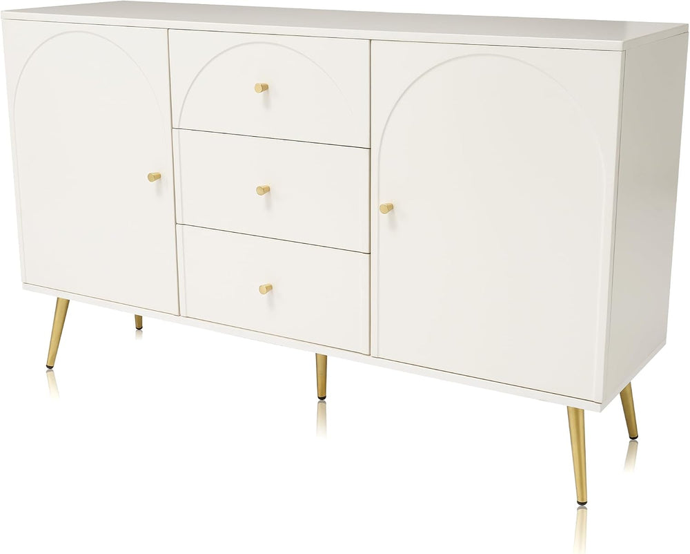 CYJZH Modern Metal Foot Two Door Dining Cabinet, Combining Wood and Metal, Si...