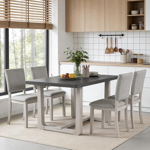 Rectangle Dining Table Set of 4, 48" Kitchen Table and Upholstered Chairs