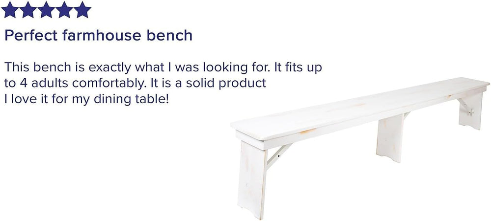 Flash Furniture Hercules Commercial Grade Farmhouse 3 Leg Bench - Solid Pine ...