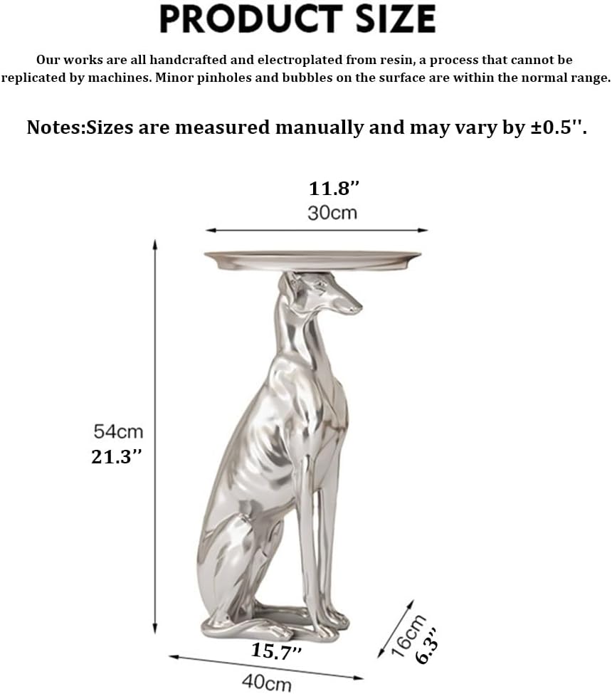 Dog Decorative Tray Side Table, Resin Animal Sculpture End Table for Living R...