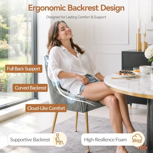 WUTUTUEE Velvet Dining Chairs Set of 4 Gold Legs,Upholstered Velvet Accent Ch...