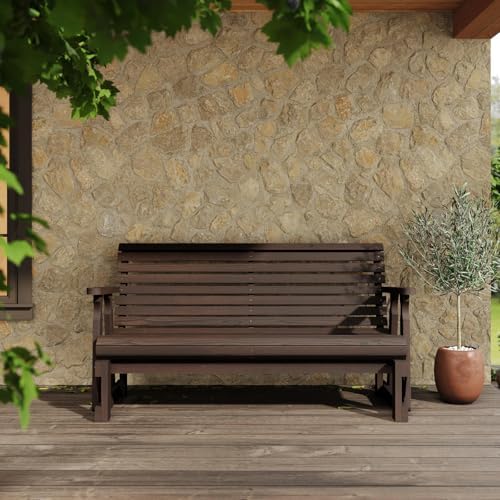 Amish Heavy Duty 800 Lb Roll Back Pressure Treated Porch Glider (4 Foot, Dark...