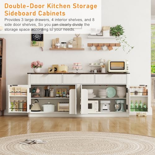 chartustriable 70” Rounded Edge Large Sideboard Buffet Cabinet with 3 Storage...