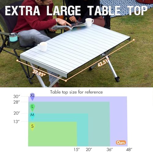 Portal Folding Camping Table with Adjustable Height,Portable Aluminum Table, ...