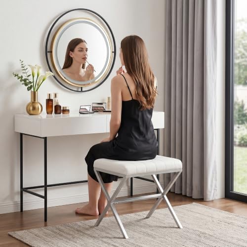 DUHOME Vanity Stool,Modern PU Leather Ottoman Stool Chair for Vanity Bench wi...
