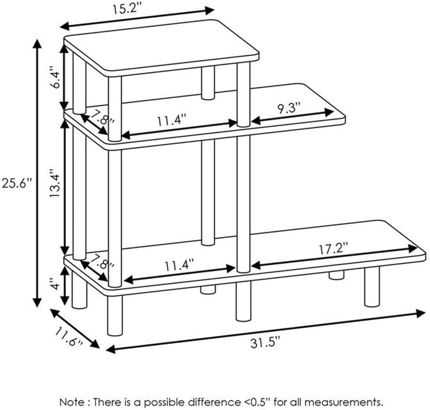 Pemberly Row 3-Tier Sofa Side Table, Engineered Wood, French Oak Gray/Black F...