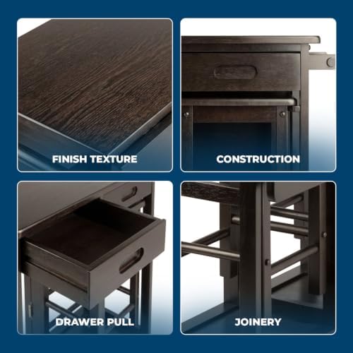 Winsome Suzanne Kitchen Table Set with Stools, Coffee, 33"