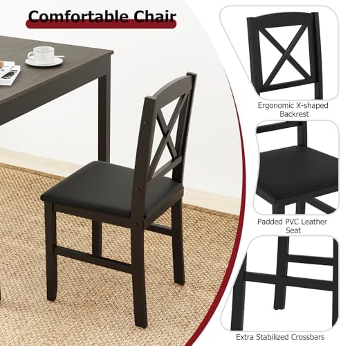 Tangkula Mid-Century Modern Dining Table Set for 2, Kitchen Table Set