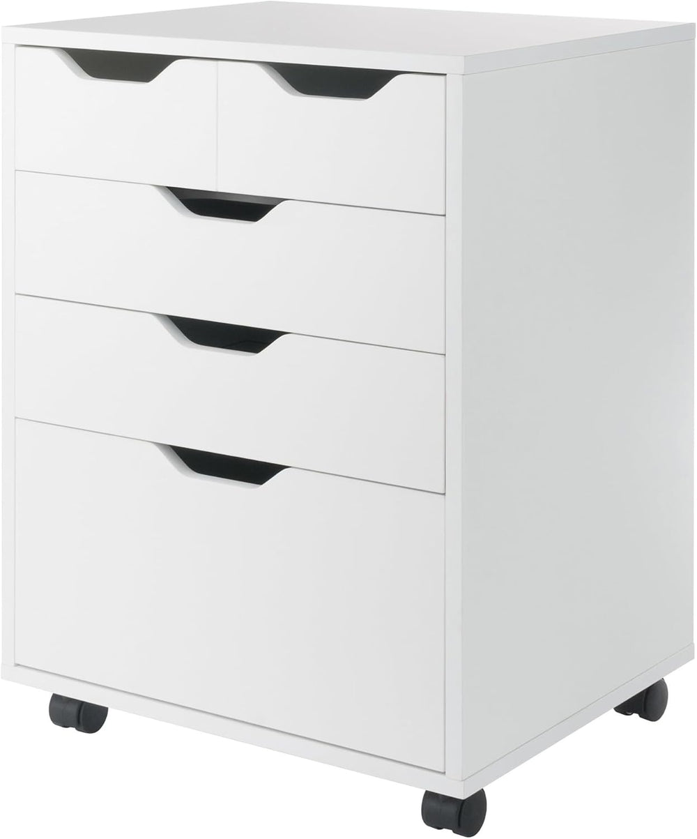 Winsome Halifax Mobile Storage Cabinet with 5 Drawers in White, Stylish &...