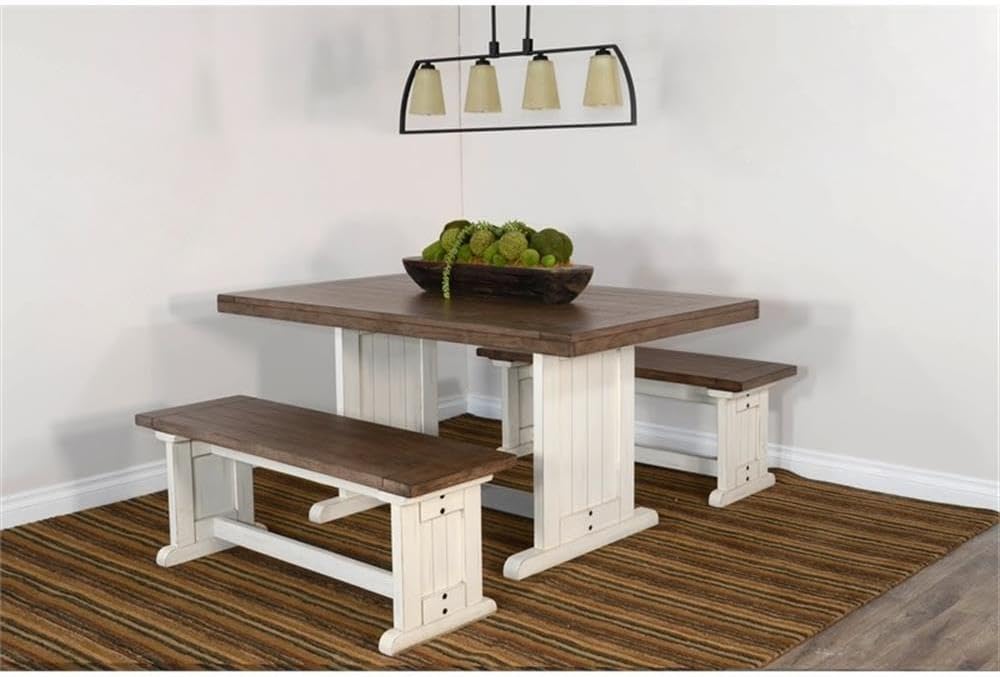 Pemberly Row Modern/Contemporary Farmhouse Wood Dining Bench, Solid Wood, Stu...