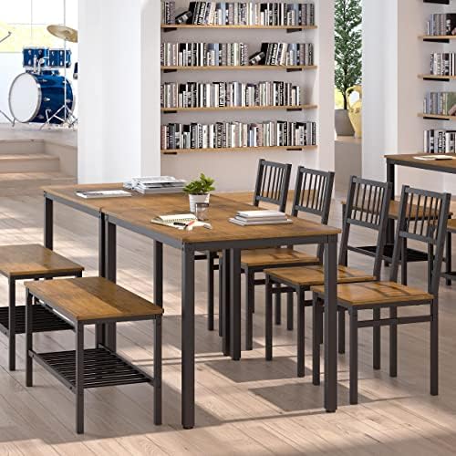 Teraves Dining Table Set for 4/Computer Desk,Kitchen Table with 2 Chairs and ...