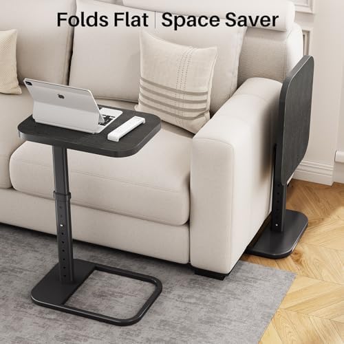 Kitstorack TV Tray Table, Adjustable Height & Rounded Metal Corners, Snac...