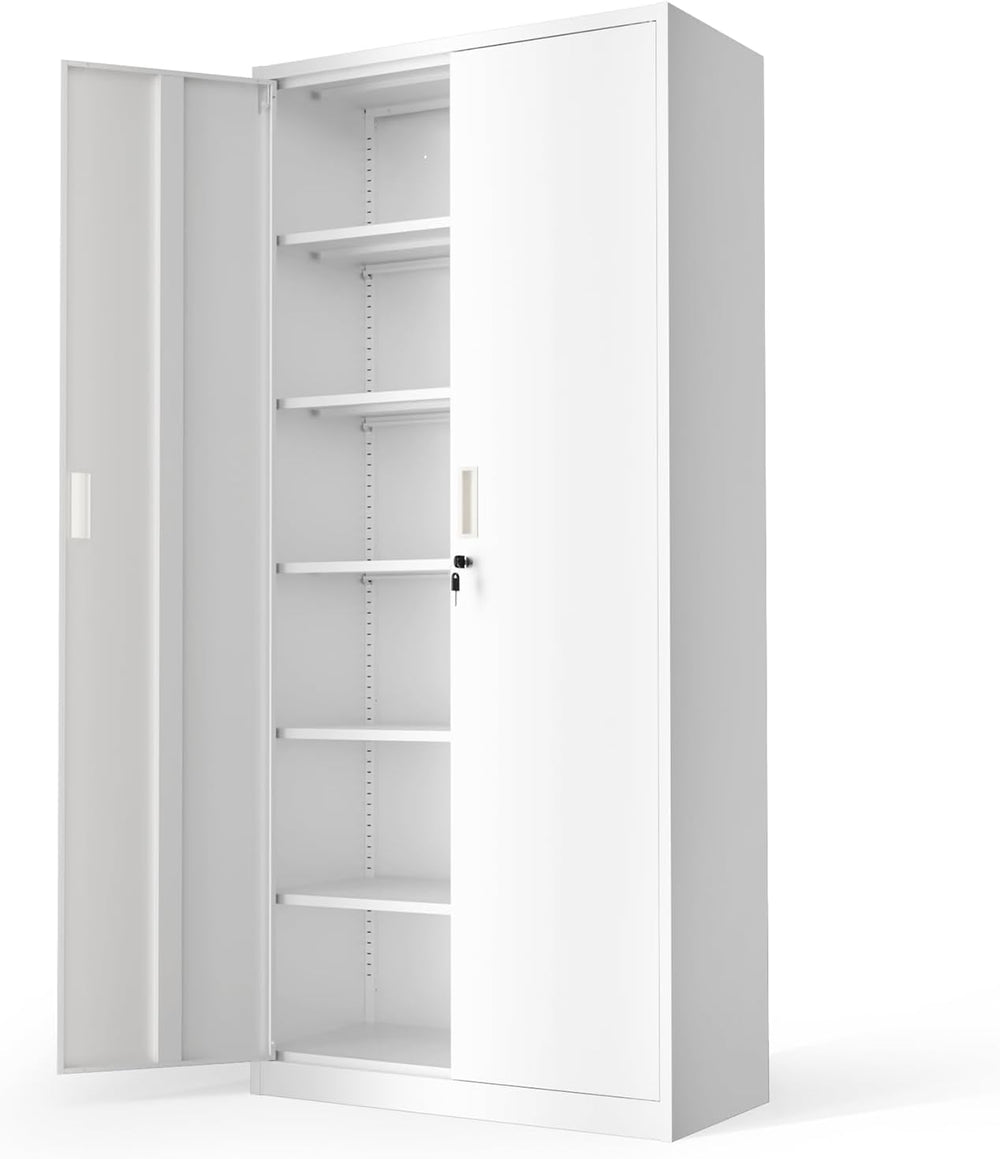 VINGLI Metal Garage Storage Cabinet with 2 Doors and 5 Adjustable Shelves, 71...