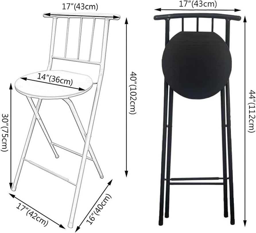30 Inch High Folding Bar Stool, Home Foldable Counter Chair with Backrest and...