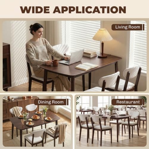 HOMCOM 5-Piece Dining Table Set for 4 with Solid Wood Frame, Cream White