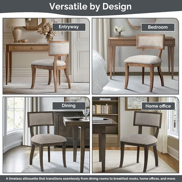 Madison Park Signature Solid Wood Upholstered Dining Chairs Set of 2, Modern ...