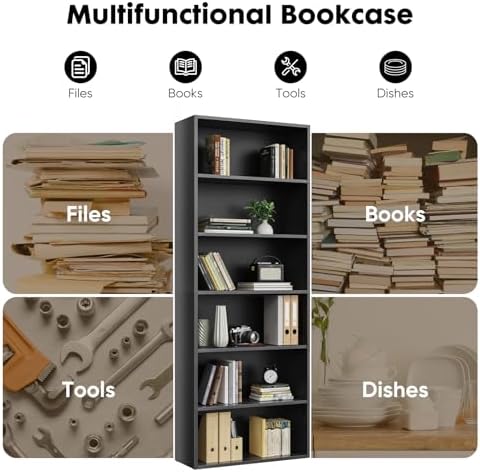 Sweetcrispy 6 Shelf Bookcase Open Display Bookshelf Storage Organizer