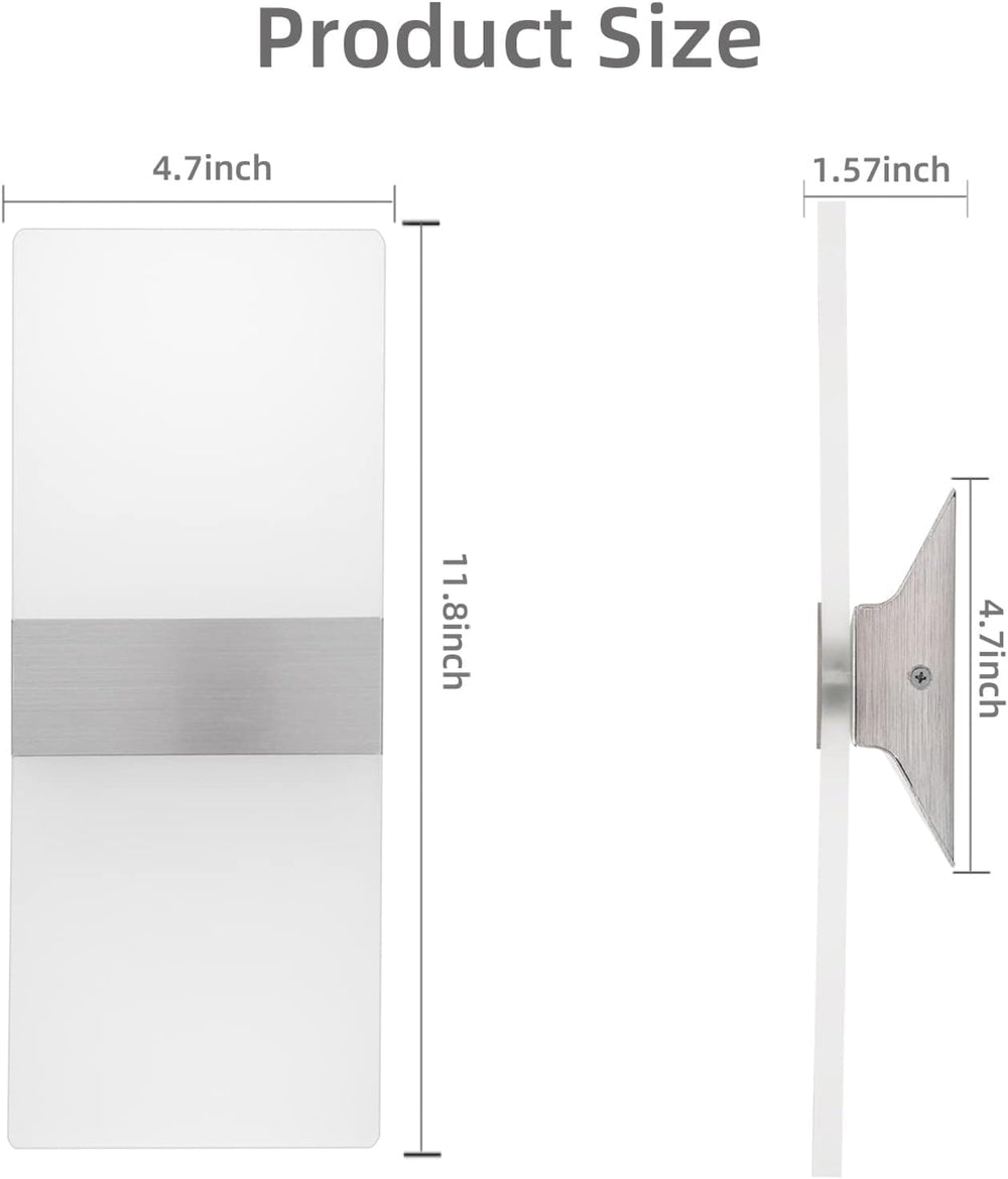 KICAAO Modern Wall Sconces Set of Two,Led Wall Light 10w, Cool White 6000K