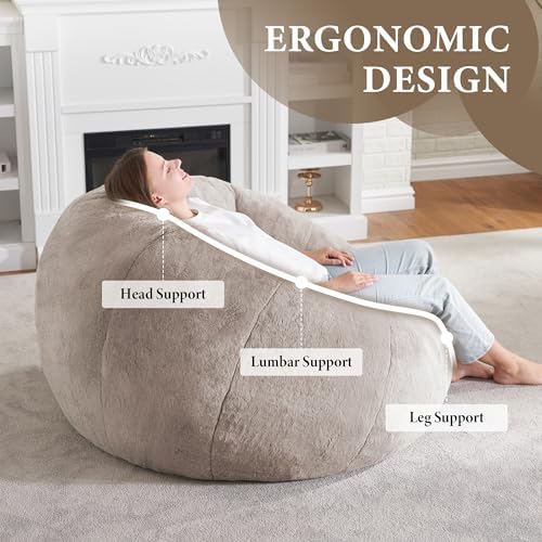 Hobestluk Large Bean Bag Chair for Adults to Relax, Donut-Shaped (Brown) | Sp...