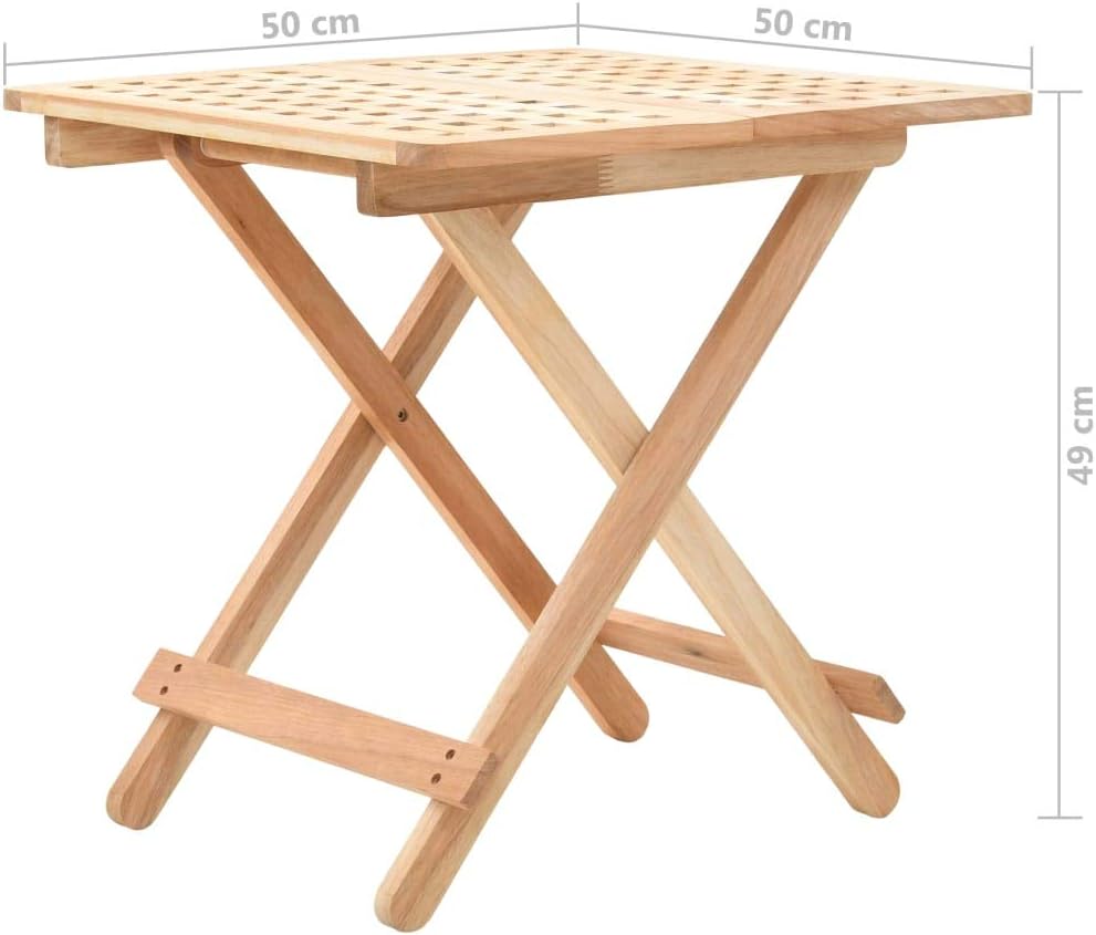 Foldable Side Table Solid Walnut Wood Compact Collapsible Lattice Design 4 Le...