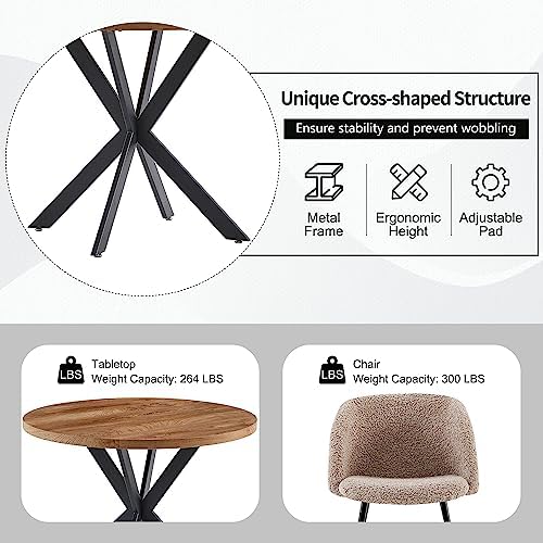 NORDICANA 5 Piece Dining Table and Chair Set, 37-Inch Engineered Wood Round T...