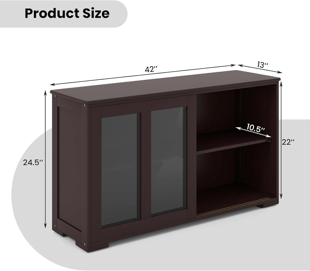 NAFORT Wooden Buffet Cabinet Sideboard with Sliding Doors, Kitchen Storage Co...
