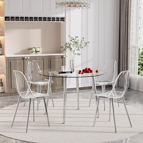 Baysitone Clear Dining Chairs Set of 4, Modern Kitchen Chairs with Transparen...