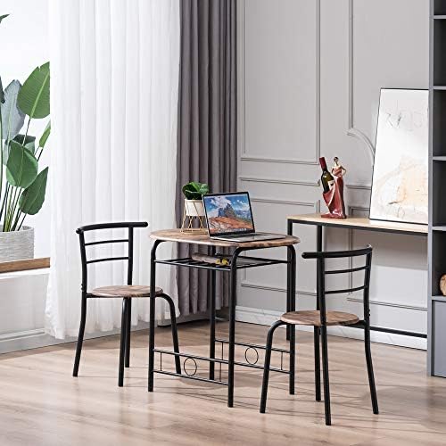 VINGLI 3 Piece Dining Set, Small Kitchen Table Set for 2, Breakfast Table Set...