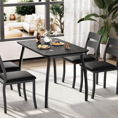 IDEALHOUSE Dining Table Set for 4 Modern Kitchen Table and Chairs Set with Ch...
