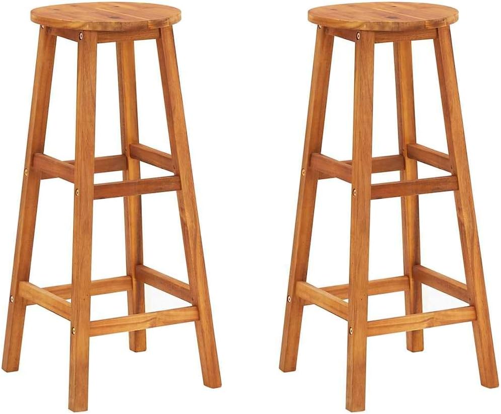 vidaXL Bar Chairs 2 pcs Solid Acacia Wood