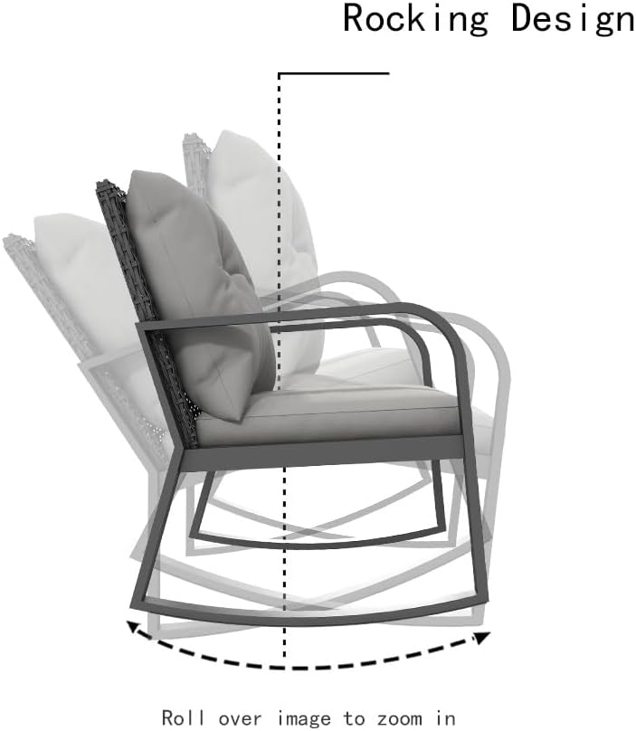 3 Piece Rocking Bistro Patio Set, Outdoor Rocking Chair, Outdoor Bistro Sets ...