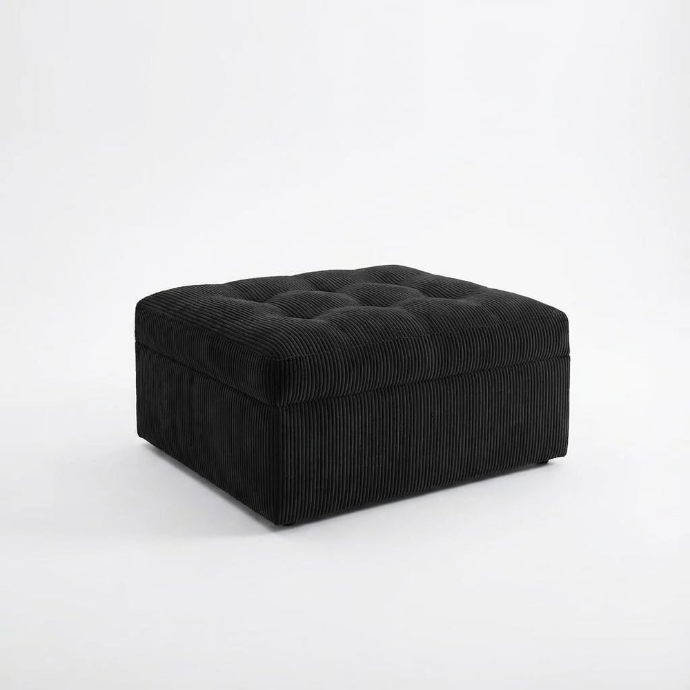 Black Corduroy Ottoman Footrest, Modular Cloud Couch Ottoman with Memory Foam...